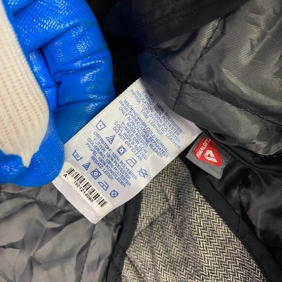 Lands' End Quilted Jacket Men's Medium Black Primaloft Insulation Snap Field - Picture 7 of 10